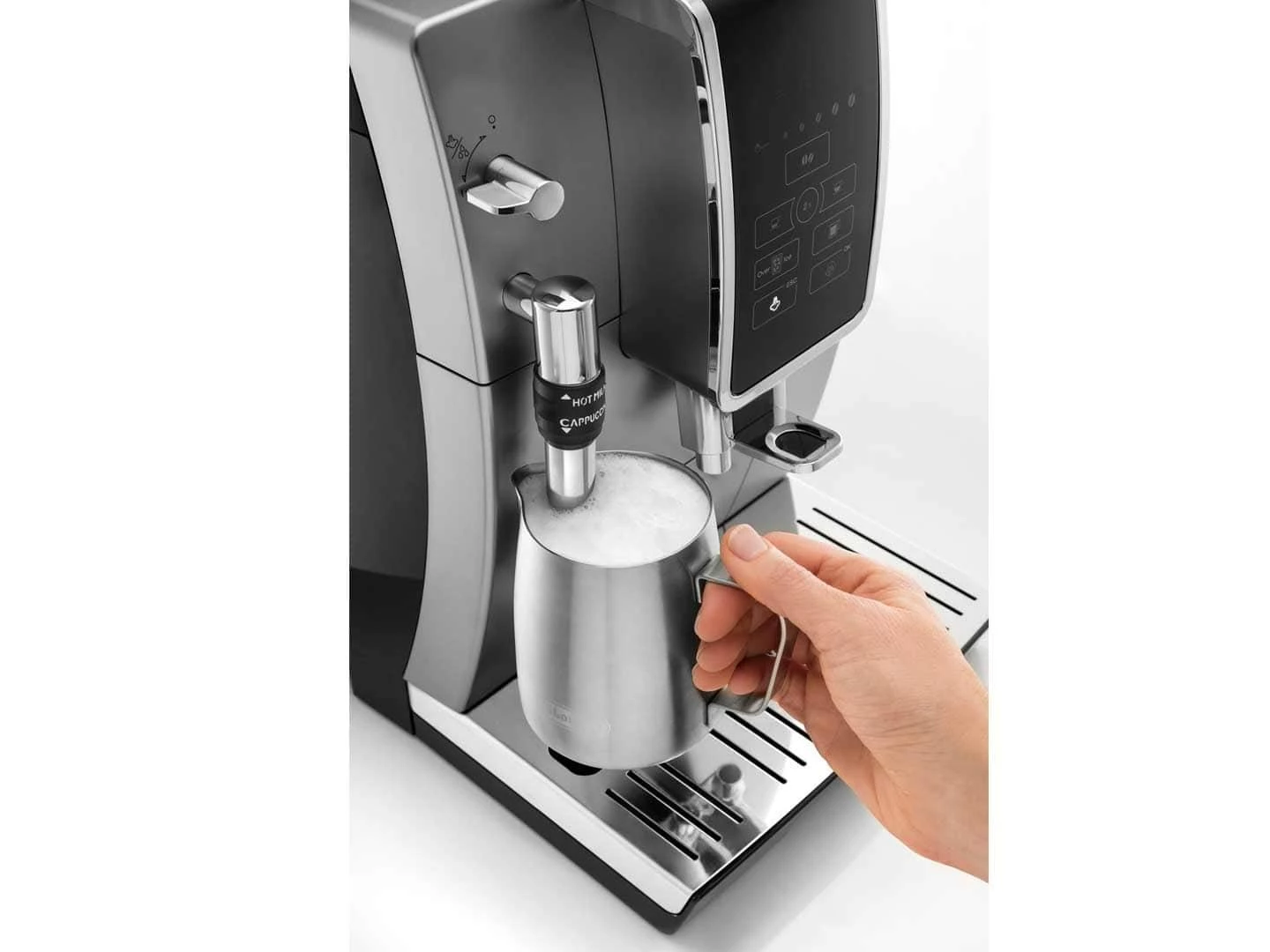 Delonghi Coffee Machines Delonghi Dinamica ECAM35025SB Automatic Coffee & Espresso Machine With Iced Coffee + Adjustable Milk Frother – Silver 2 Delonghi Coffee Machines Delonghi Dinamica ECAM35025SB Automatic Coffee & Espresso Machine With Iced Coffee + Adjustable Milk Frother – Silver