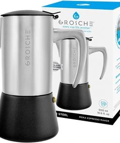 Grosche MILANO Steel Brushed Stovetop Espresso Maker 6cup Accessories