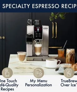 Delonghi Coffee Machines Home Super Automatic Delonghi Dinamica Plus, Smart Coffee & Espresso Machine With Coffee Link Connectivity App + Automatic Milk Frother, Titanium - ECAM37095TI