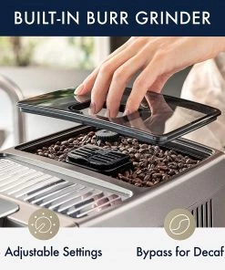 Delonghi Coffee Machines Home Super Automatic Delonghi Dinamica Plus, Smart Coffee & Espresso Machine With Coffee Link Connectivity App + Automatic Milk Frother, Titanium - ECAM37095TI