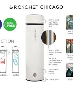 Grosche Accessories Travel Tea Infuser CHICAGO White 450 Ml / 15.2 Fl. Oz