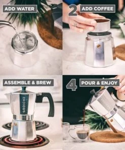 Grosche MILANO Stovetop Espresso Maker - Papa Bear 9 Cup / Chrome