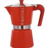 Accessories GROSCHE PEDRINI ITALY Polished Aluminium Stovetop Espresso Maker Red 1 Cup Size