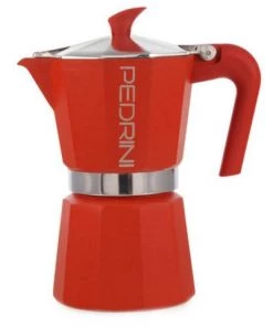 Accessories GROSCHE PEDRINI ITALY Polished Aluminium Stovetop Espresso Maker Red 1 Cup Size