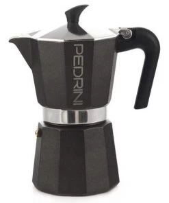 Accessories GROSCHE PEDRINI ITALY Polished Aluminium Stovetop Espresso Maker Black 6 Cup Size Coffee/Tea