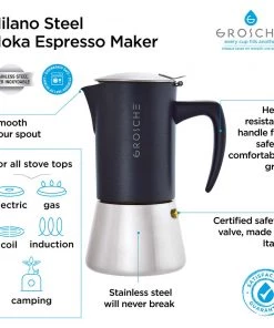 Grosche MILANO Steel Black Stovetop Espresso Maker Accessories