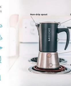Grosche MILANO Steel Stovetop Espresso Maker - Dad Fuel 10 Cup Accessories