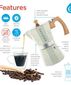 Grosche MILANO STONE Stovetop Espresso Maker - Mint Green