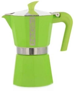 Accessories GROSCHE PEDRINI ITALY Polished Aluminium Stovetop Espresso Maker Green 3 Cup Size Coffee/Tea