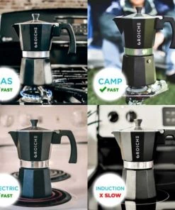 Grosche MILANO Stovetop Espresso Maker - Papa Bear 9 Cup / Chrome