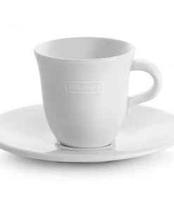 Delonghi Accessories De'Longhi Italian Espresso Demitasse Cups & Saucers By Tognana, Porcelain, Set Of 2, 2.4 Oz - DLSC308