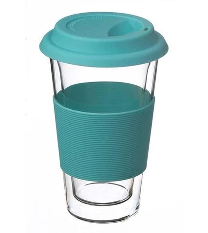 Accessories GROSCHE Glassware Double Walled Glassen Travel Mug Blue 350ml Accessories 1 Accessories GROSCHE Glassware Double Walled Glassen Travel Mug Blue 350ml Accessories